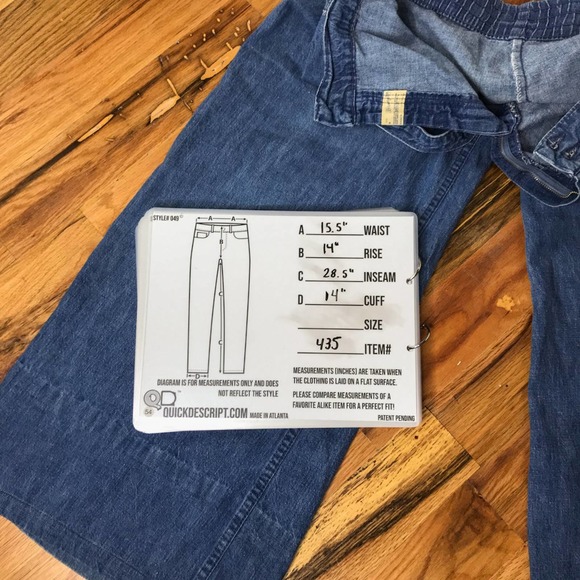 70s vintage wrangler wide leg belted bell bottoms - Picture 4 of 4